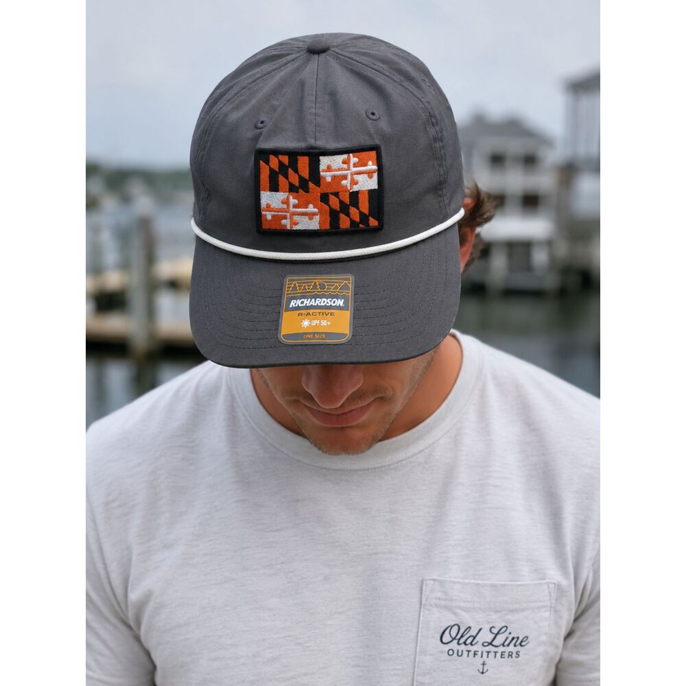 Richardson R-Active UPF 50+ Maryland Flag Patch Hat Gray NWT One Size Snapback